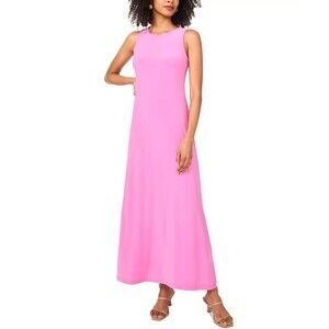 Vince Camuto Women's Sleeveless Keyhole-Back Crewneck Maxi Dress Pink Violet S